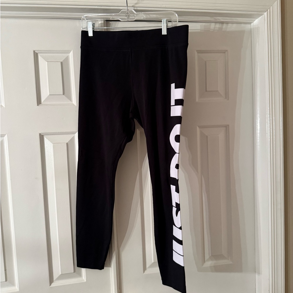 Nike Black Leggings with Bold White Logo